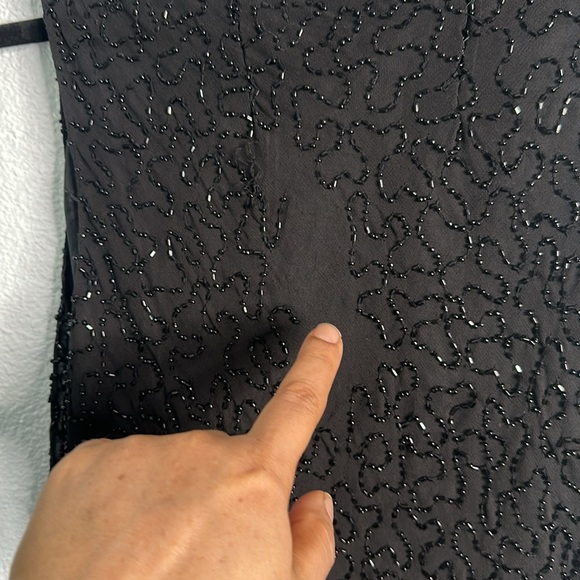 Vintage y2k black beaded Asymmetrical dress  siz M 90s goth witchy whimsigoth - Picture 8 of 9